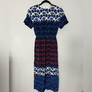 Mother of Pearl 100% Silk Printed Maxi Dress Short Sleeve Floral Size 2 248